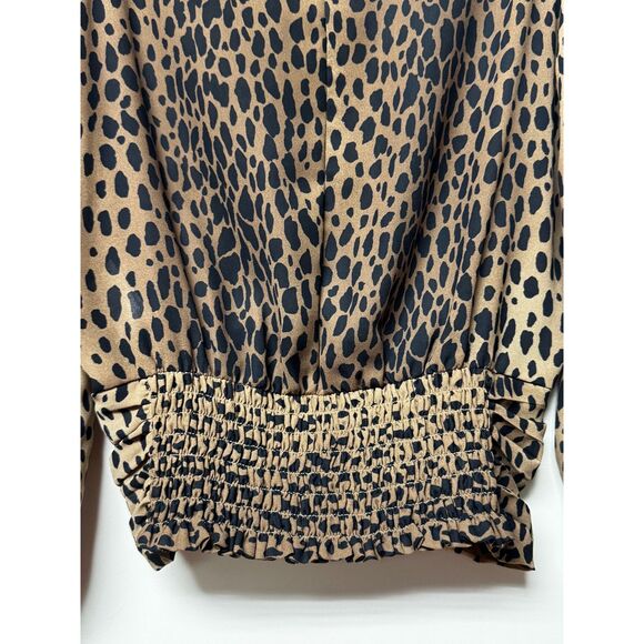 GOOD AMERICAN Double Keyhole Leopard Print Blouse, Sz XS - Picture 8 of 12